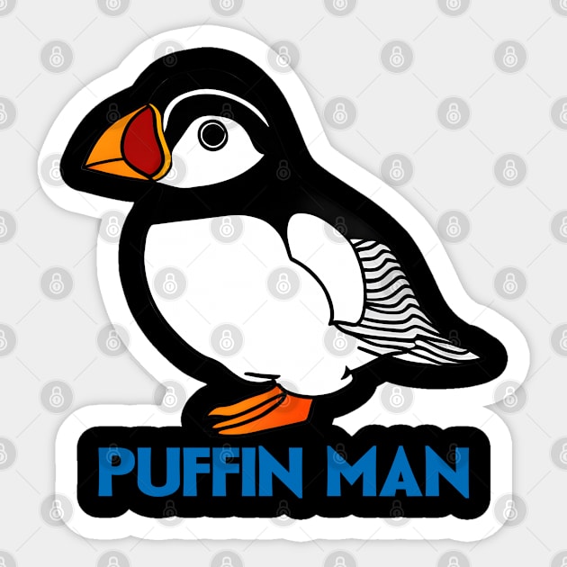 Puffin Man Sticker by Spazashop Designs